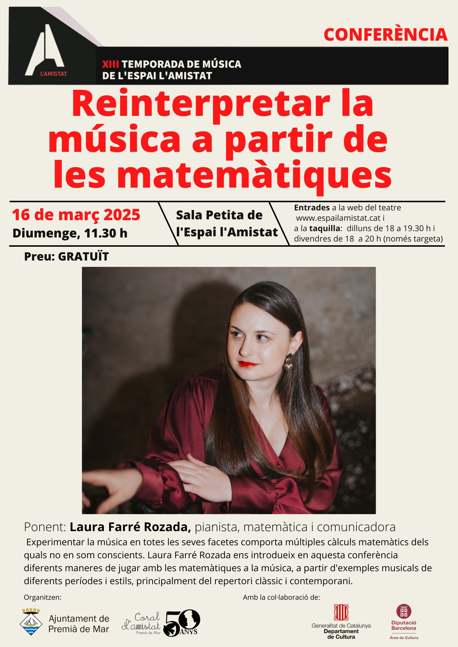 Cartell conferència «Reinterpretar la música a partir de les matemàtiques»