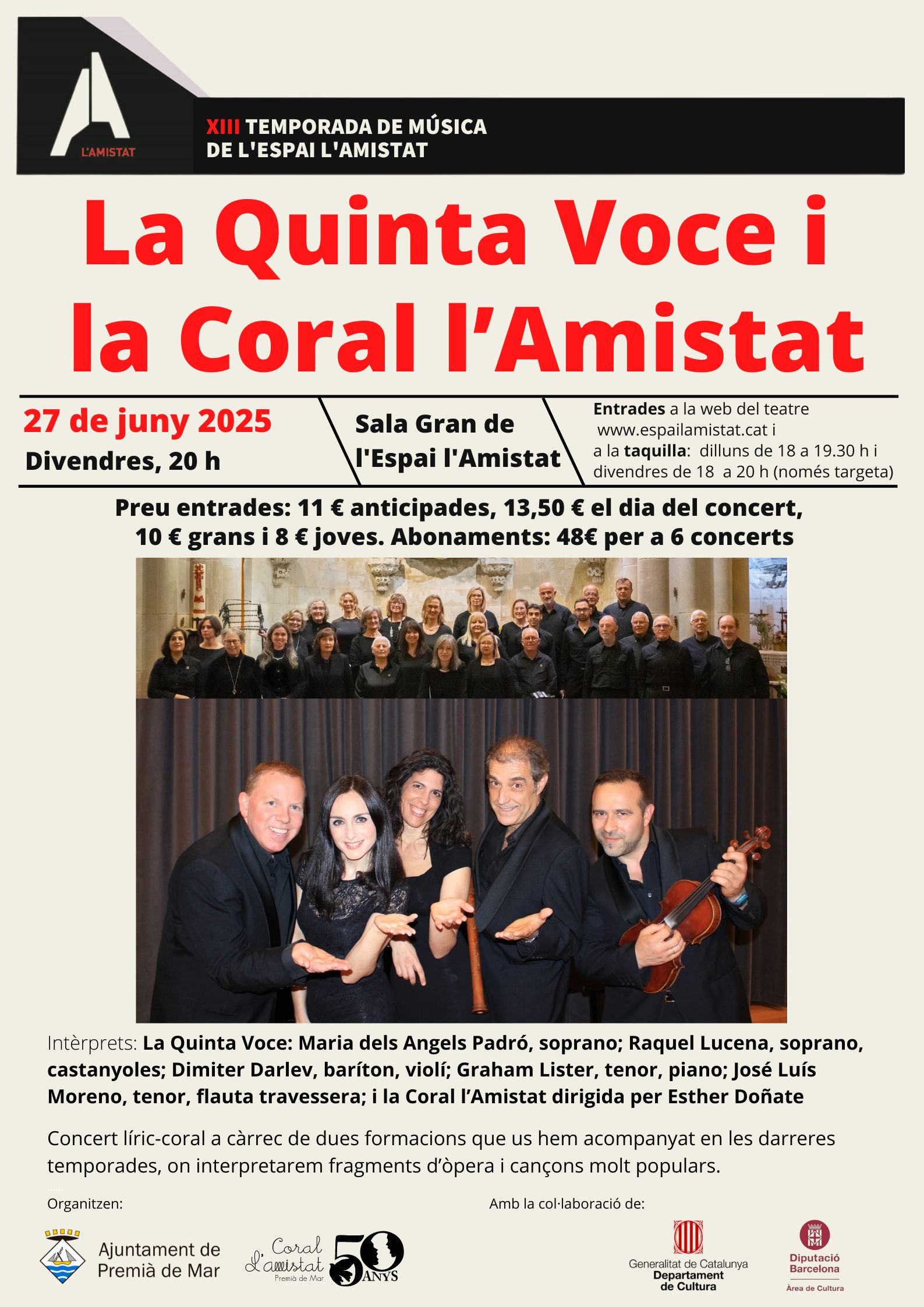 Cartell «La Quinta Voce i la Coral l'Amistat»